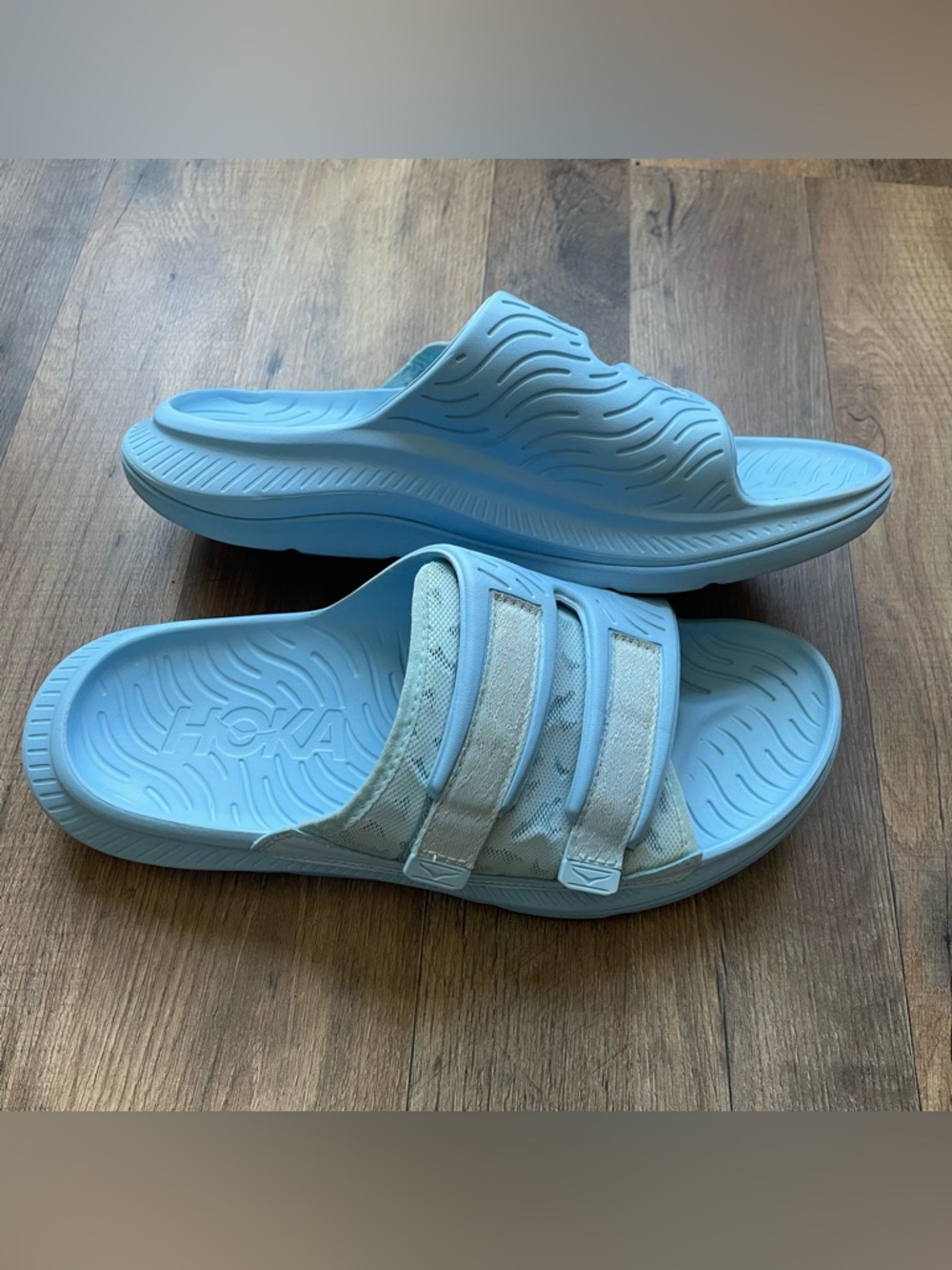 Hoka Light Blue Dual-Style Slide Sandals